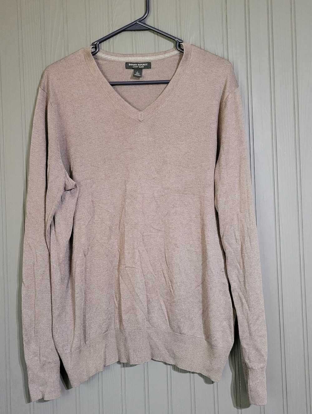 Banana Republic Luxury Blend Sweater V-Neck Silk Cashmere Blend Brown Men's LG